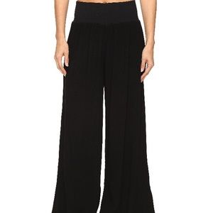 Hard Tail flat waist rayon wide leg pants
